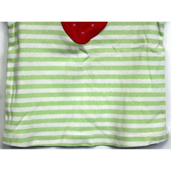 2013 Gymboree Strawberry Sweetheart T-Shirt 3T Green Stripes Applique Puff Sleev - Picture 3 of 7